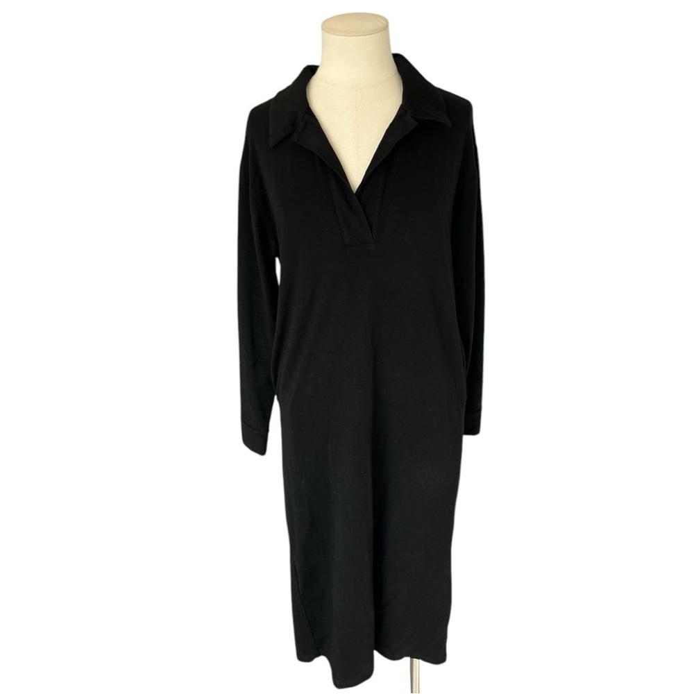 Weekend Stories Lauren Black Collared Midi Dress XS